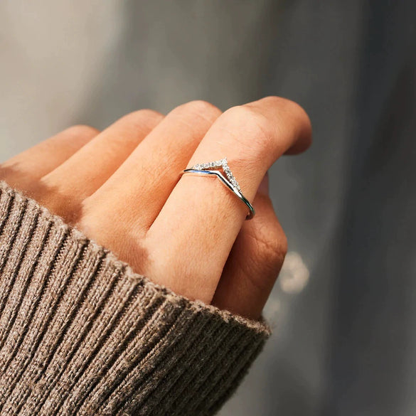 Wholesale Women's 925 Sterling Silver Geometric Zircon Ring With Electroplating Treatment