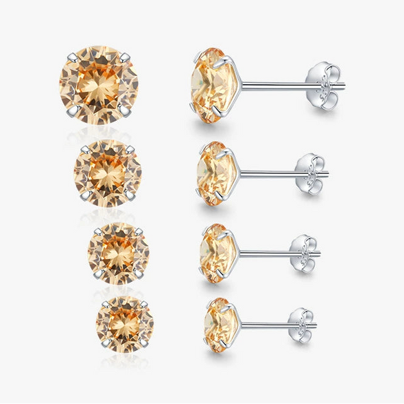 Wholesale Women's 925 Sterling Silver Geometric Zircon Set Earrings Simple Light Luxury Style