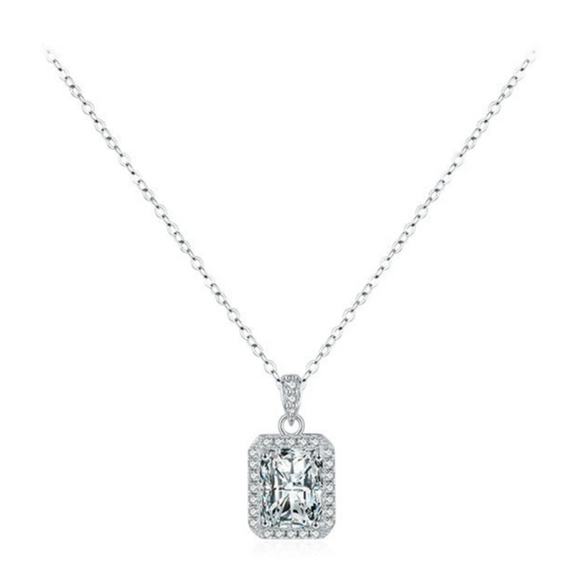 Wholesale Women's 925 Sterling Silver Geometry Pattern Mixed Gem Inlay Necklace Set With Precious Stones