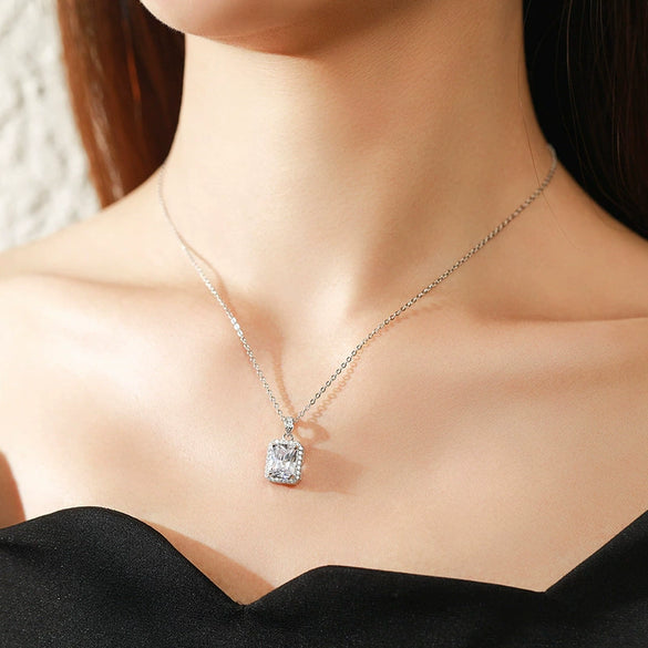 Wholesale Women's 925 Sterling Silver Geometry Pattern Mixed Gem Inlay Necklace Set With Precious Stones