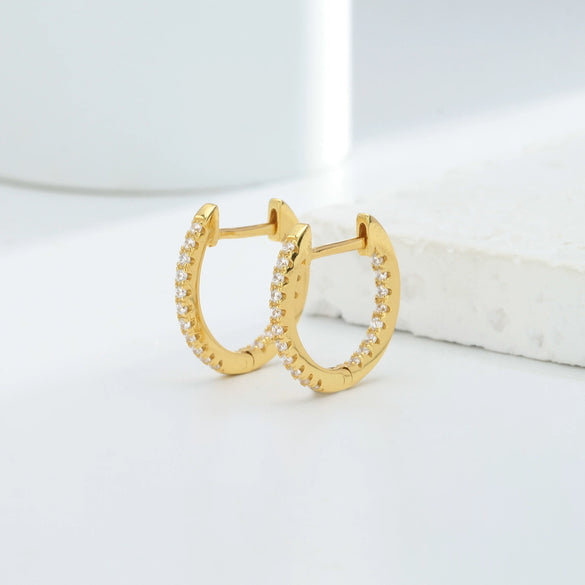Wholesale Women's 925 Sterling Silver Gold Plated Color Zircon Geometric Inlaid Earrings