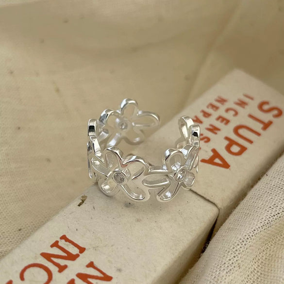Wholesale Women's 925 Sterling Silver Heart Geometric Style Electroplated Zircon Ring Jewelry