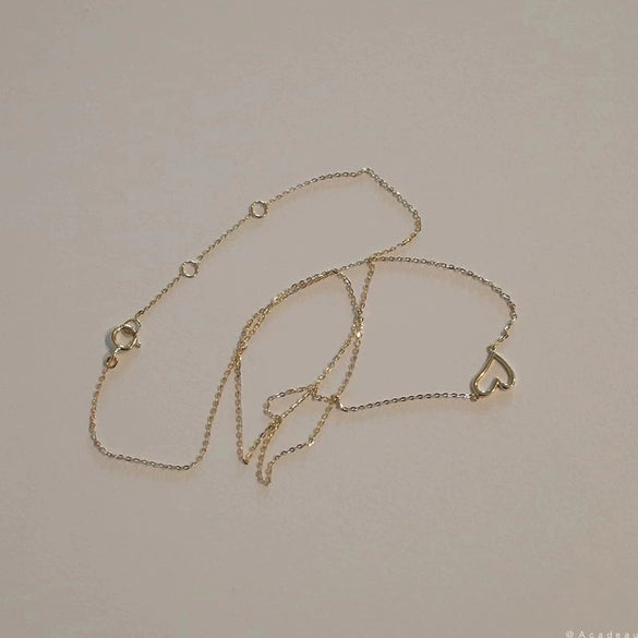 Wholesale Women's 925 Sterling Silver Heart Pendant Necklace Gold Plated O Word Chain