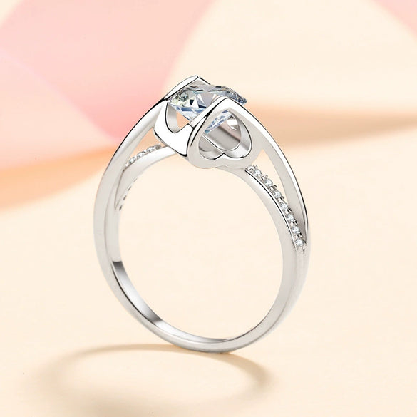 Wholesale Women's 925 Sterling Silver Heart Shaped Electroplated Ring
