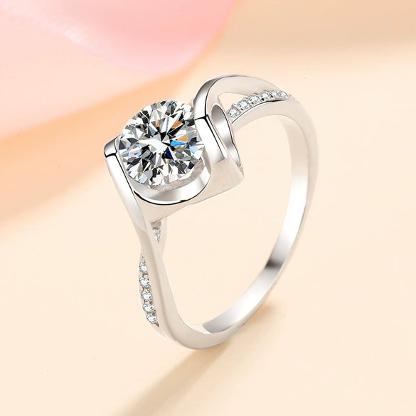Wholesale Women's 925 Sterling Silver Heart Shaped Electroplated Ring