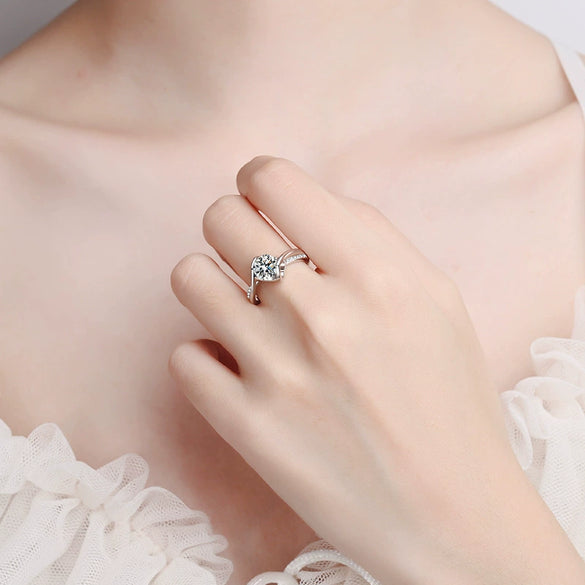 Wholesale Women's 925 Sterling Silver Heart Shaped Electroplated Ring
