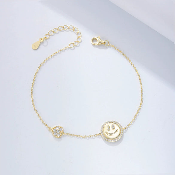 Wholesale Women's Sterling Silver Heartshaped Cartoon Characters Zircon Bracelet