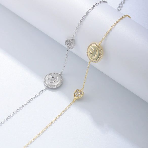 Wholesale Women's Sterling Silver Heartshaped Cartoon Characters Zircon Bracelet