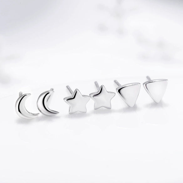 Wholesale Women's 925 Sterling Silver Heartshaped Lightning Star Antiallergy Earrings
