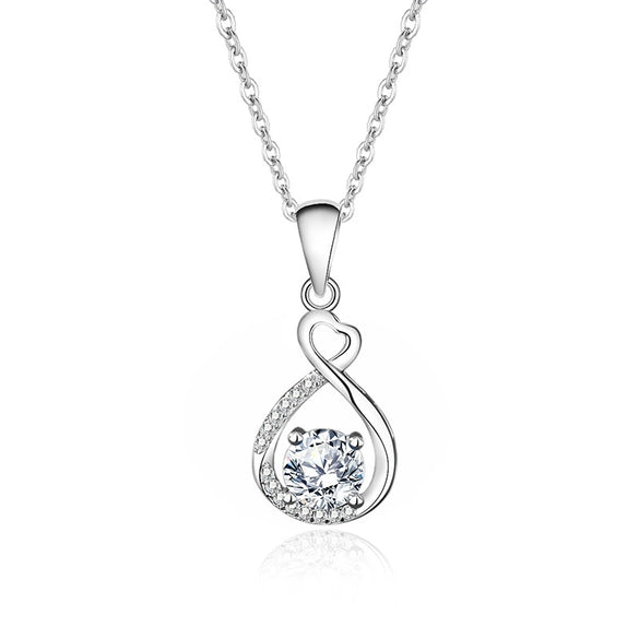 Wholesale Women's 925 Sterling Silver Heartshaped Moissanite Zircon Pendant Necklace With Microinlaid Platinum Plated Cross Chain And Geometric Design