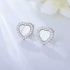 Wholesale Women's 925 Sterling Silver Heartshaped Stud Earrings With Diamond Design