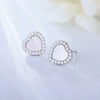 Wholesale Women's 925 Sterling Silver Heartshaped Stud Earrings With Diamond Design