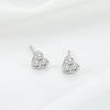 Wholesale Women's 925 Sterling Silver Heartshaped Stud Earrings With Diamond Embedded