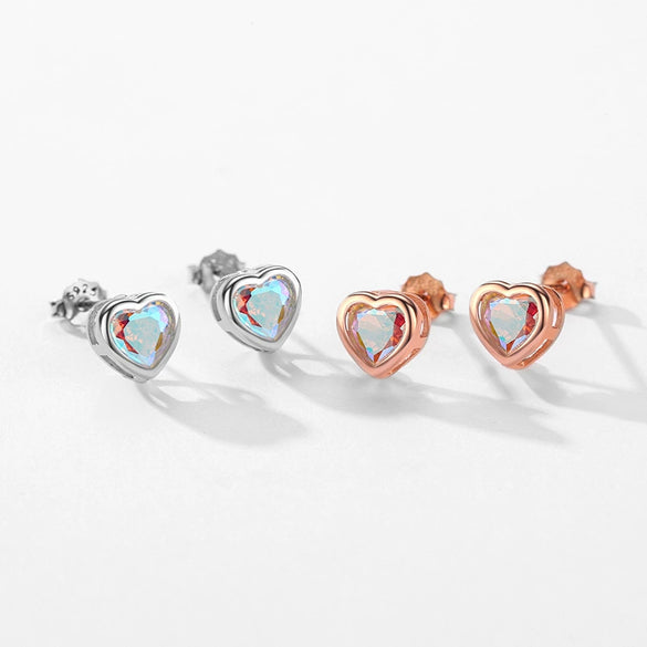 Wholesale Women's 925 Sterling Silver Heartshaped Zircon Inlaid Earrings