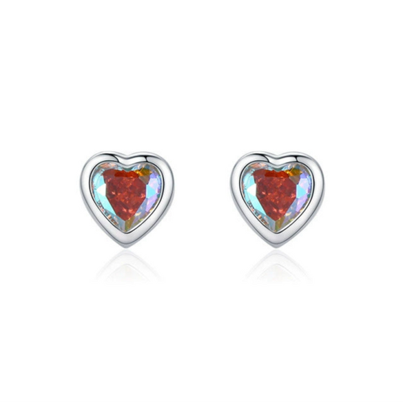 Wholesale Women's 925 Sterling Silver Heartshaped Zircon Inlaid Earrings