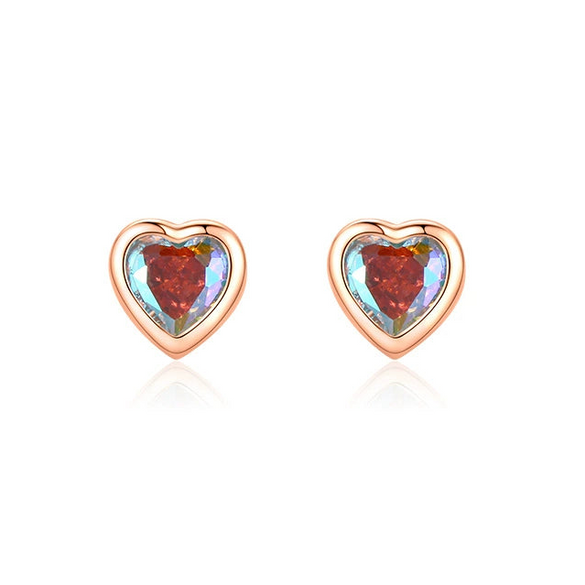 Wholesale Women's 925 Sterling Silver Heartshaped Zircon Inlaid Earrings