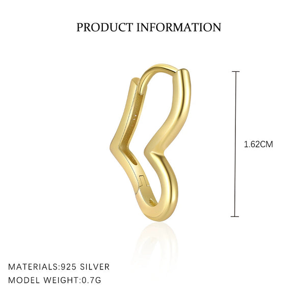 Wholesale Women's 925 Sterling Silver Hollow Heart Shape Minimalist Electroplated Earrings