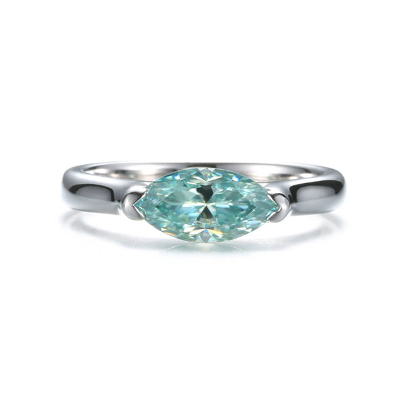 Wholesale Women's 925 Sterling Silver Horse Eye Ring With Moissanite And Rhombus Pattern Electroplated