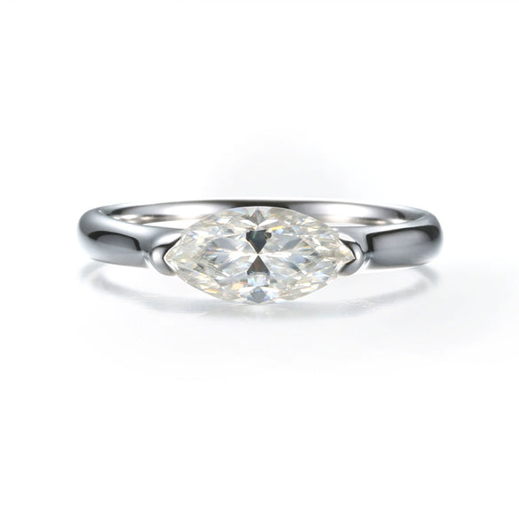 Wholesale Women's 925 Sterling Silver Horse Eye Ring With Moissanite And Rhombus Pattern Electroplated