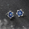 Wholesale Women's 925 Sterling Silver Inlaid Artificial Sapphire Geometric Flower Stud Earrings