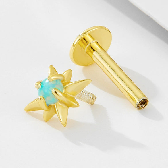 Wholesale Women's 925 Sterling Silver Inlaid Opal Star Cartilage Piercing Earrings