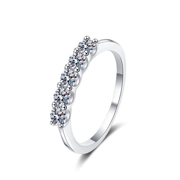 Wholesale Women's 925 Sterling Silver Inlaid Pt950 Platinum Moissanite Row Ring With Geometric Design And Electroplating
