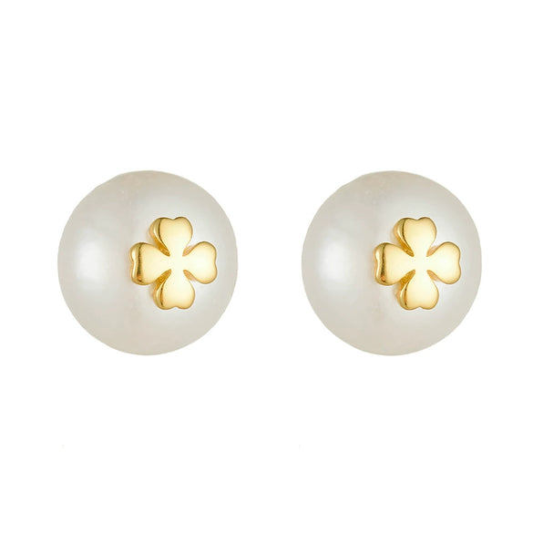 Wholesale Women's 925 Sterling Silver Inlaid With Pearls Fourleaf Clover And Flower Earrings