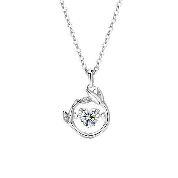 Wholesale Women's 925 Sterling Silver Inlaid Zircon Geometric Heart And Dropshaped Pendant Cross Chain Necklace