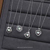Wholesale Women's 925 Sterling Silver Inlaid Zircon Geometric Heart And Dropshaped Pendant Cross Chain Necklace