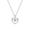 Wholesale Women's 925 Sterling Silver Inlaid Zircon Geometric Heart And Dropshaped Pendant Cross Chain Necklace