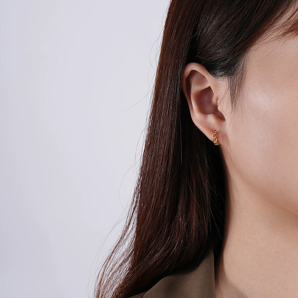 Wholesale Women's 925 Sterling Silver Ins Retro Simple Geometric Style Chain Earrings With Electroplating