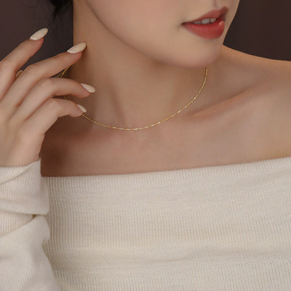 Wholesale Women's 925 Sterling Silver 18K Gold Plated Water Wave Geometric Fashion Chain