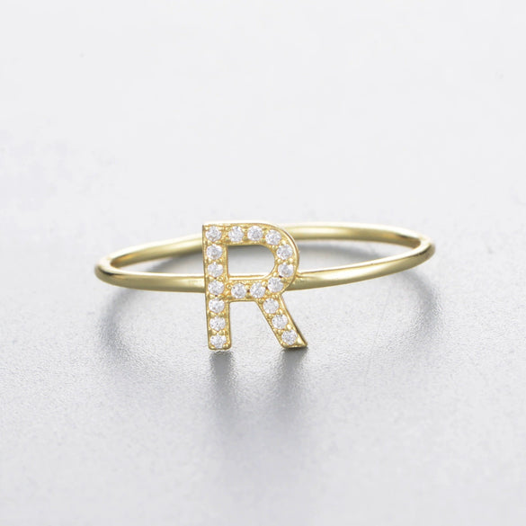 Wholesale Women's 925 Sterling Silver Letters Zircon Ring Stacking Combination