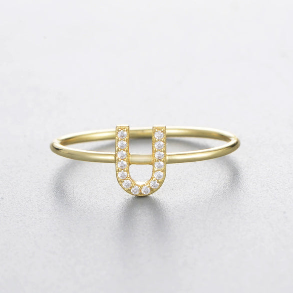 Wholesale Women's 925 Sterling Silver Letters Zircon Ring Stacking Combination