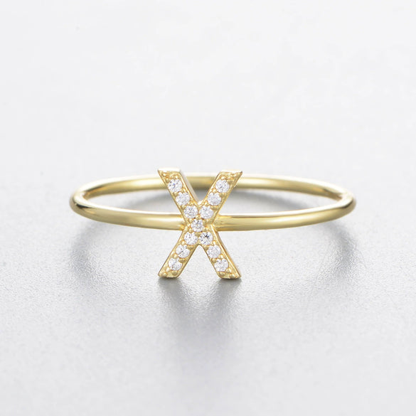 Wholesale Women's 925 Sterling Silver Letters Zircon Ring Stacking Combination