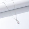Wholesale Women's Sterling Silver 925 Lock Necklace With Diamond Encrusted And Geometric Pattern Cross Chain