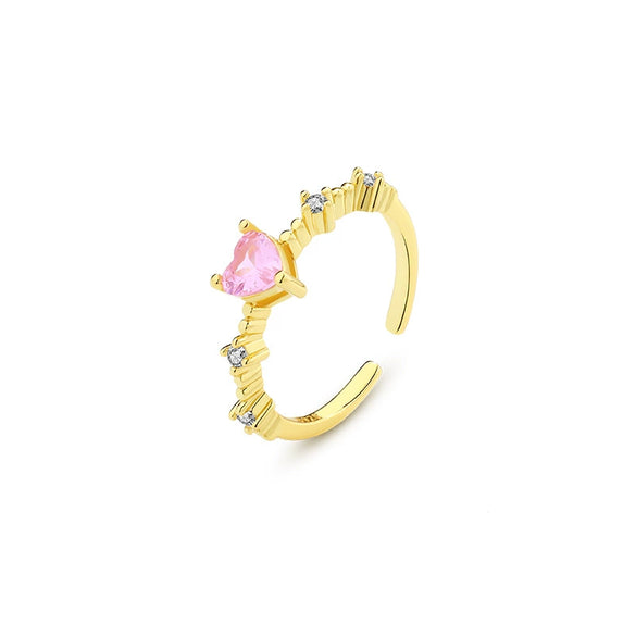 Wholesale Women's 925 Sterling Silver Love Ring With Pink Zircon And Heart Shape