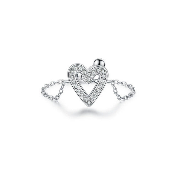 Wholesale Women's 925 Sterling Silver Microinlaid Hollow Heartshaped Ring Jewelry