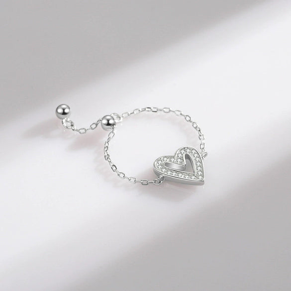 Wholesale Women's 925 Sterling Silver Microinlaid Hollow Heartshaped Ring Jewelry