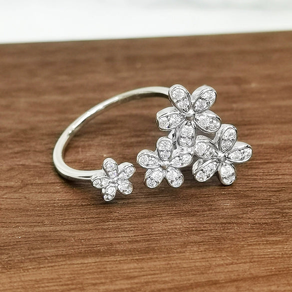 Wholesale Women's 925 Sterling Silver Micropaved Flower Ring