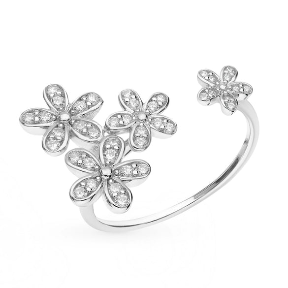 Wholesale Women's 925 Sterling Silver Micropaved Flower Ring