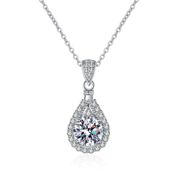 Wholesale Women's 925 Sterling Silver Moissanite Clavicle Chain Necklace With Geometric Pattern And Pt950 Gold Electroplated Finish