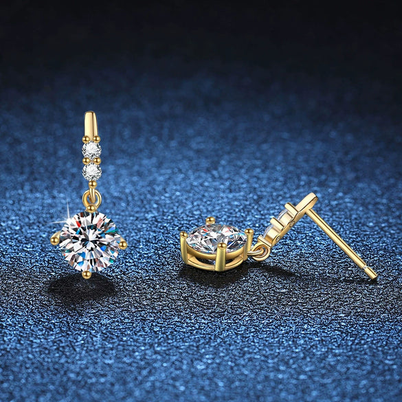 Wholesale Women's 925 Sterling Silver Moissanite Earrings With Star Pattern And Seiko Tassel