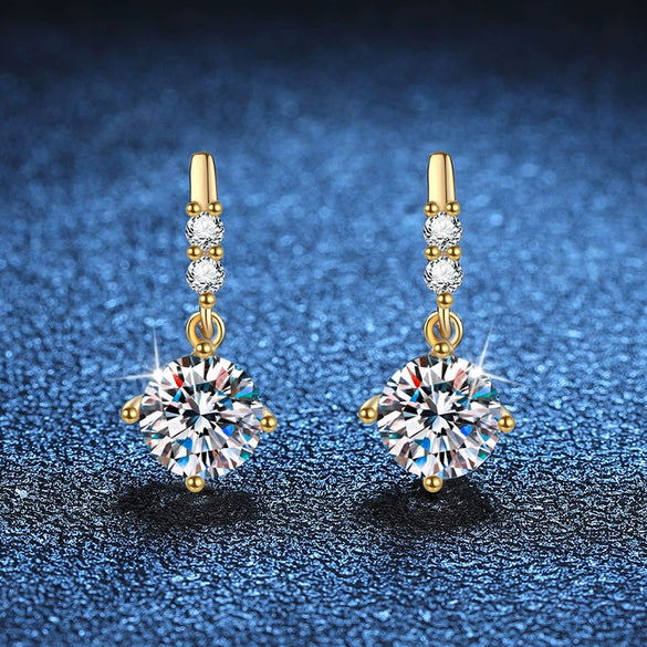 Wholesale Women's 925 Sterling Silver Moissanite Earrings With Star Pattern And Seiko Tassel