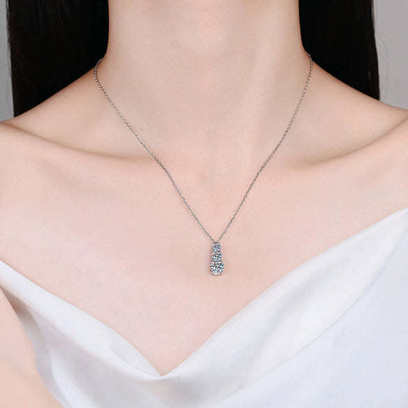 Wholesale Women's 925 Sterling Silver Moissanite Geometric Pendant Necklace Set With Diamonds