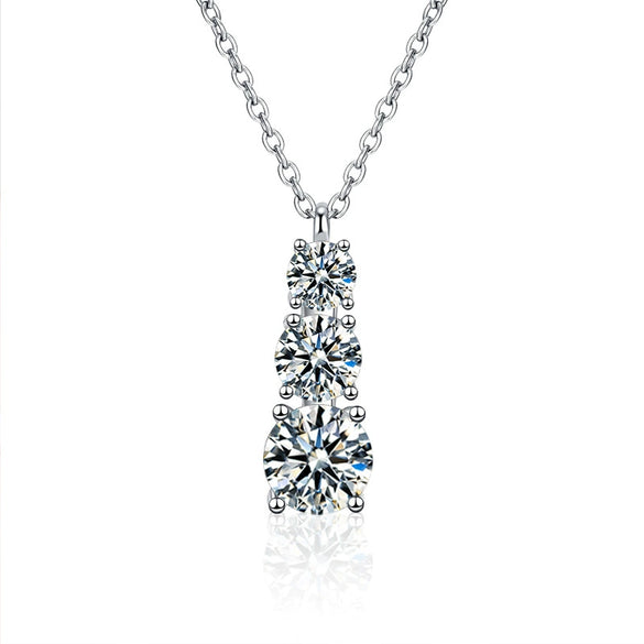 Wholesale Women's 925 Sterling Silver Moissanite Geometric Pendant Necklace Set With Diamonds