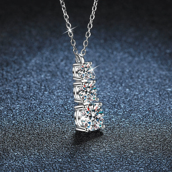 Wholesale Women's 925 Sterling Silver Moissanite Geometric Pendant Necklace Set With Diamonds