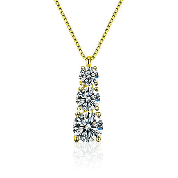 Wholesale Women's 925 Sterling Silver Moissanite Geometric Pendant Necklace Set With Diamonds