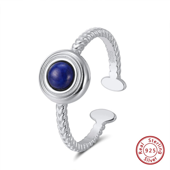 Wholesale Women's Sterling Silver Moonstone Opening Hammer Finger Ring With Geometric Personality Style And Electroplating