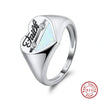 Wholesale Women's Sterling Silver Moonstone Opening Hammer Finger Ring With Geometric Personality Style And Electroplating